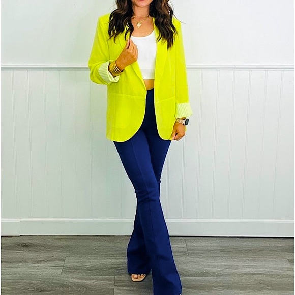 ☃️BOGO50%☃️🆕🌿💚JESS LEA: NEON LIME Peyton Blazer MEDIUM - Picture 7 of 12